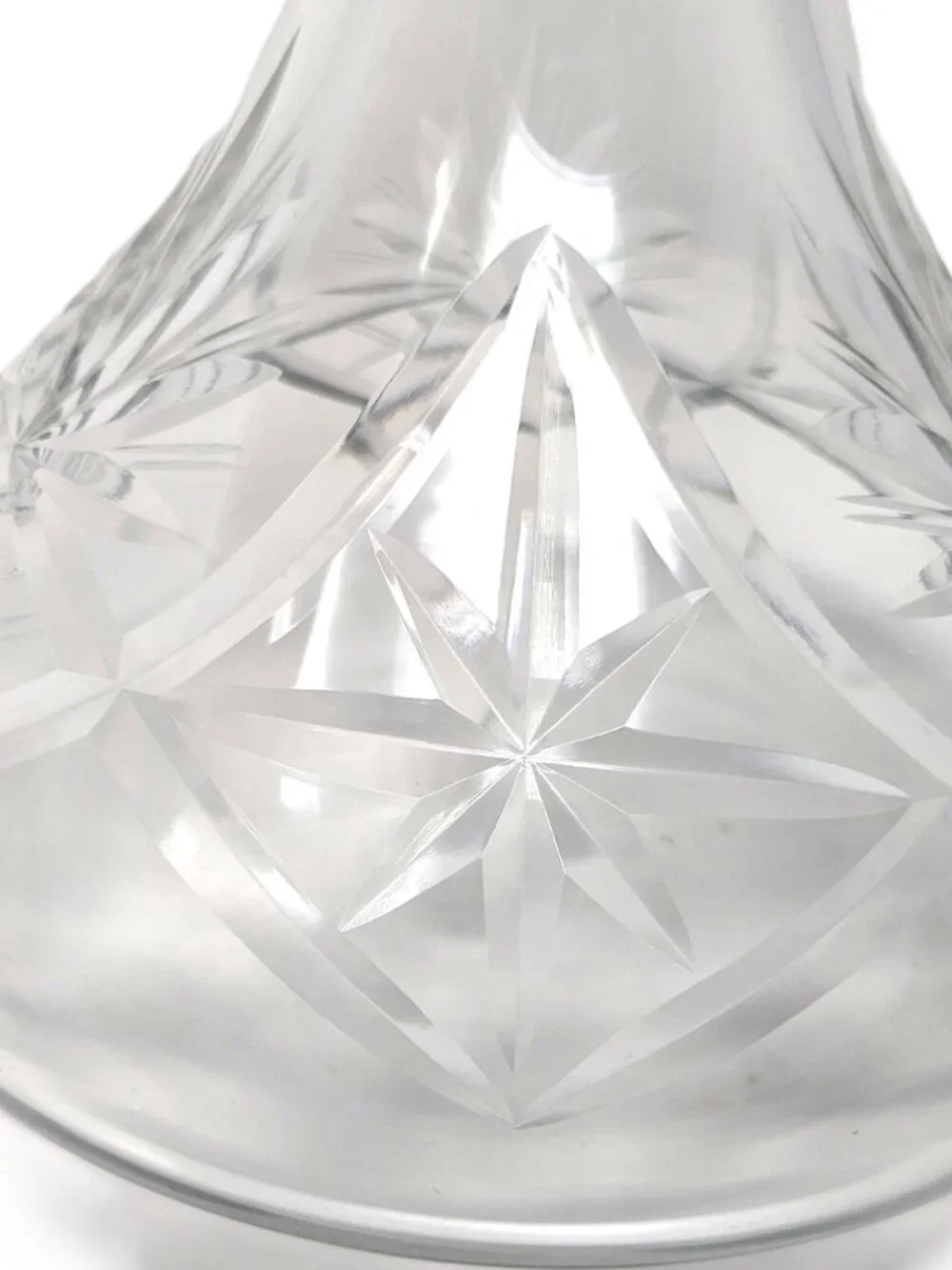 Vintage Ships Decanter Diamond Cut Blown Glass Thick heavy 11